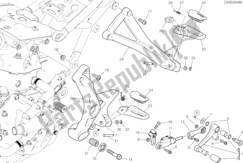 Todas as partes de Apoios Para Os Pés, Esquerdo do Ducati Monster 1200 S USA 2020